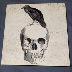 Halloween Glittery Canvas Picture (Skull & Crow)