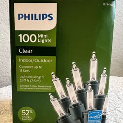 PHILIPS 100 Mini Christmas Lights-  Clear Indoor/Outdoor