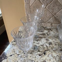 4 Gorham Rosewood Crystal Goblets 