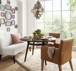 Pottery Barn Classic Leather Dining Armchairs, Set of Two