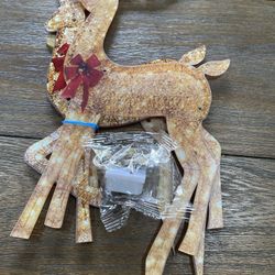 3PCS Light-Up Deer with Red Bows Holiday Decoration Christmas Lighted Reindeer