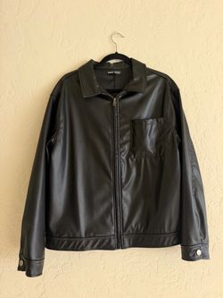 SHEIN Black Faux Leather Zip-Up Jacket 🖤