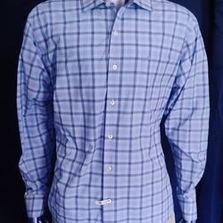 Tommy Bahama IslandZone Shirt Mens XL Blue Plaid Long Sleeve Button Up Pima Cotton

