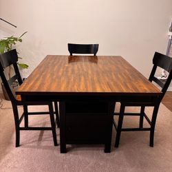 Dining Table & Chair Set, 5-Piece - Counter Height with Storage