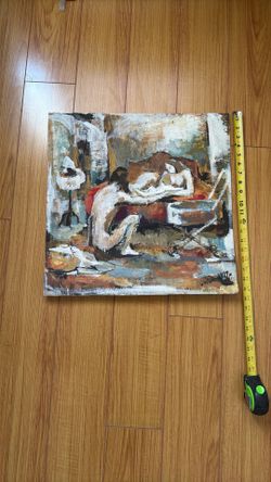 An original modernist/expressionist oil or acrylic painting on canvas.