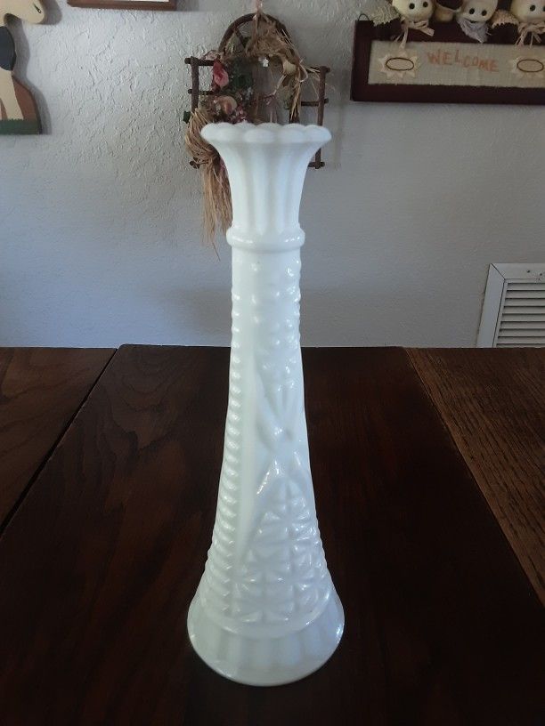 Vintage Milk Glass Bud Vase 9" 