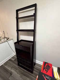 Leaning Ladder Bar Cabinet with Wine Rack