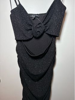 Black Glitter Bow Bodycon Dress short