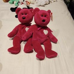Two Extremely rare "Valentina" 1999 Beanie Baby Original Collection With Multiple Errors 