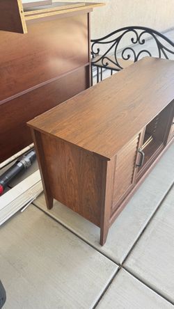 Wood TV Stand with Cabinet Doors