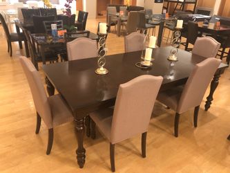 Solid Wood Dining table with extension and 6 chairs set