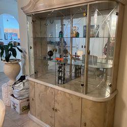 Italian glass shelf and table with chairs