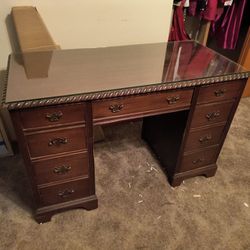 Antique Desk with Glass Top 