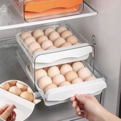 1 Pack 2 LayerLarge Capacity Egg Holder For Refrigerator, Egg Storage Container Organizer Bins, Stackable Clear Plastic Storage Container, Fridge Egg 