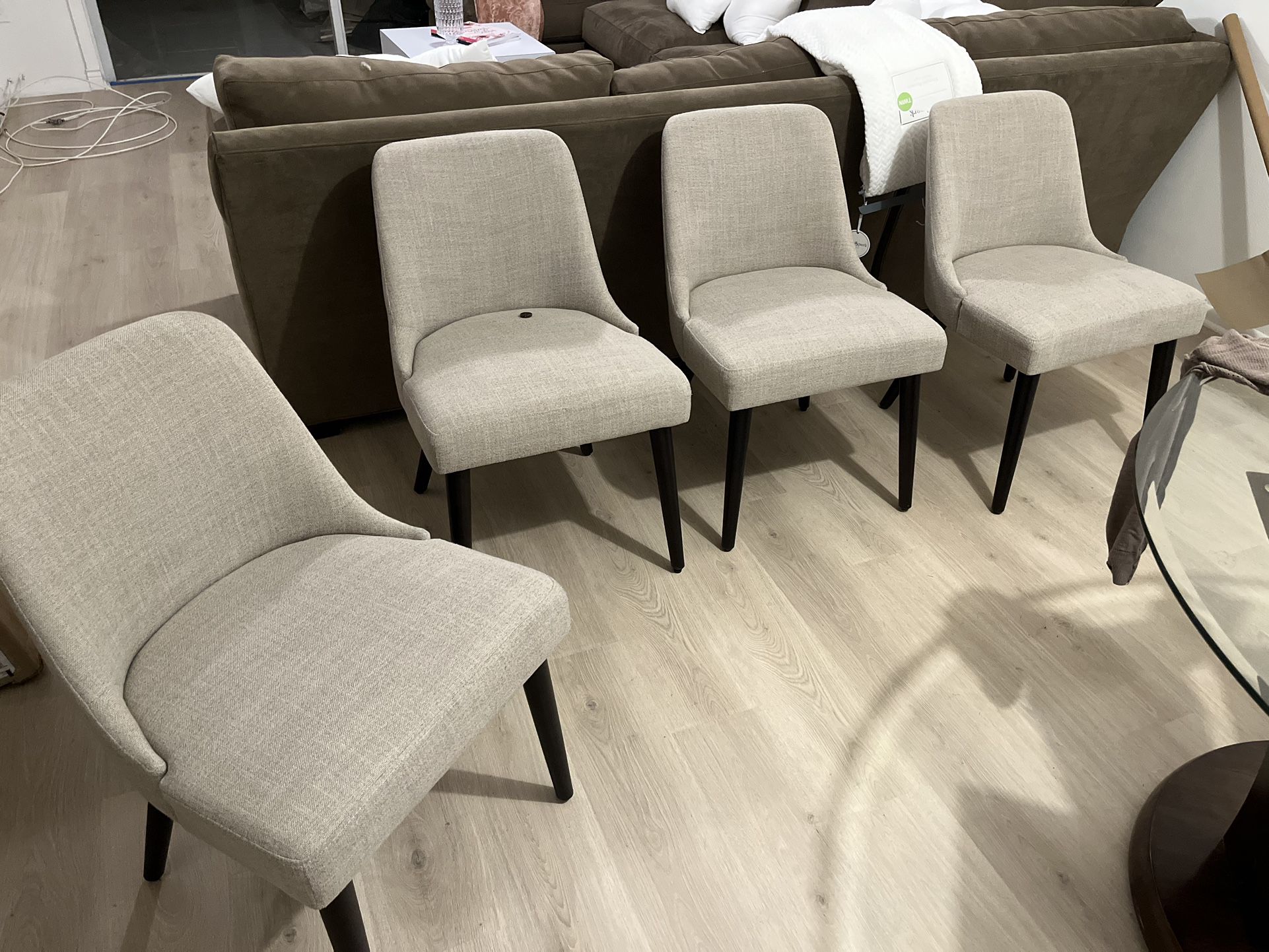 4 Gray Dining Chairs / Upholstered 
