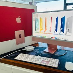 Apple iMac 2021 24” M1 16GB RAM 500GB Fully Functional With Matching Keyboard And Mouse -PINK