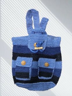 Set of 3 Crochet Raffia Straw Backpacks – Brand New ($10 for All)