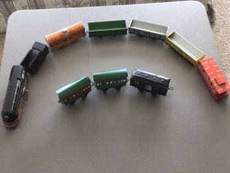 Hafner Vintage Wind Up Train 6 Cars Plus 3 Others. See Description.  110 Years Old Very Collectible