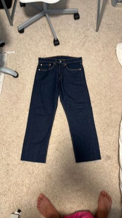 Levi's 505 Dark Wash Rigid Indigo Jeans 31x30 (Custom Raw Edge Crop)