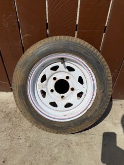 12" Trailer Tire and White Steel Rim