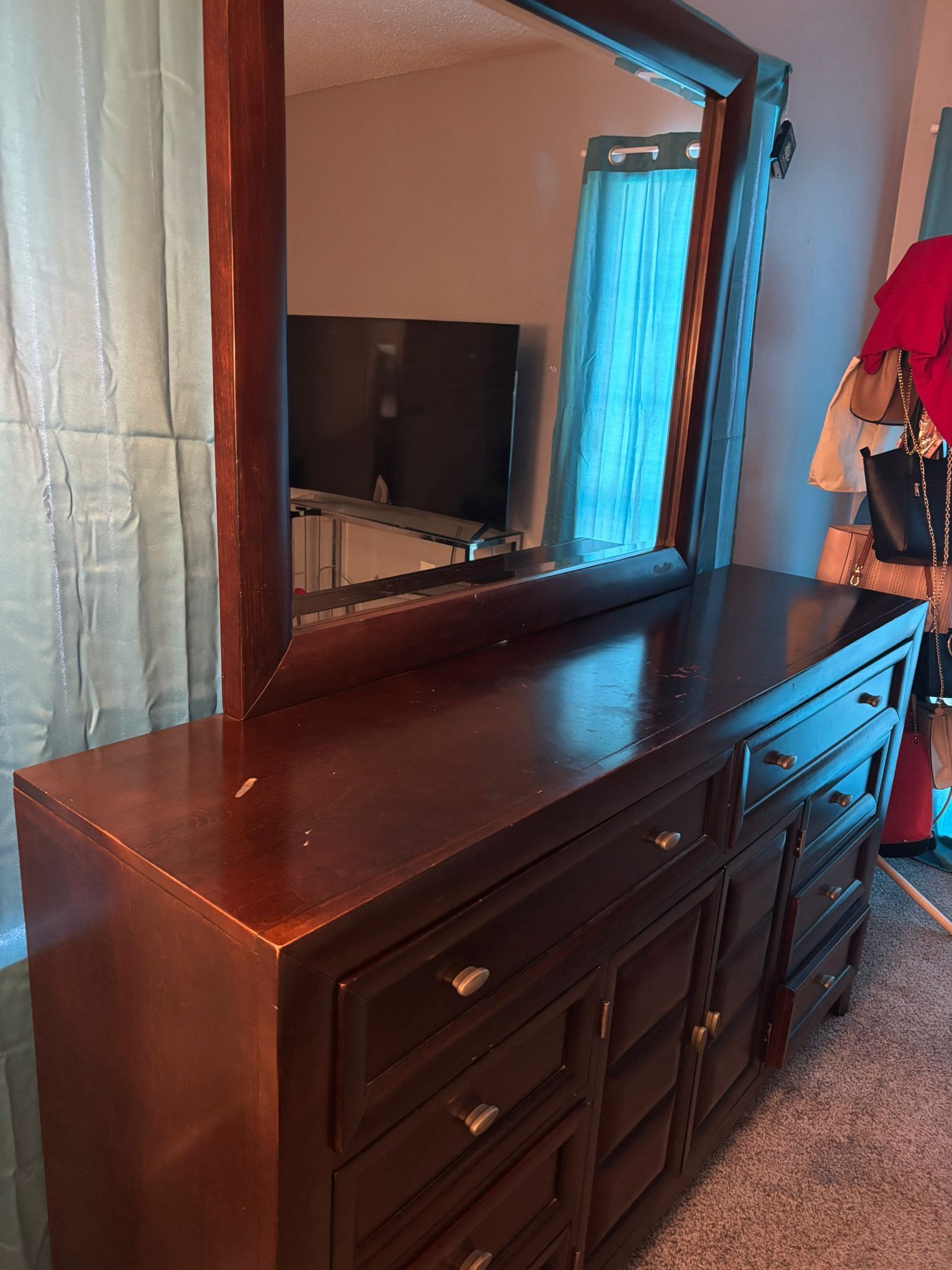 Wooden Dresser With Mirror