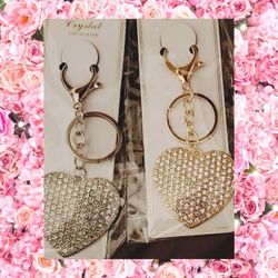Heart And Rhinestone Keychains