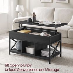 Lift Top Coffee Table, Lift Coffee Table with Storage Shelf, Hidden Compartments and Lifting Top