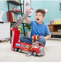 Marshall's Transforming City Fire Truck from PAW Patrol: The Movie are approximately 20.5 inches long, 6 inches wide, and 14 inches high