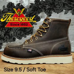 New THOROGOOD American Heritage 6” Moc Toe Soft Toe Wedge Work Boots Botas Size: 9.5