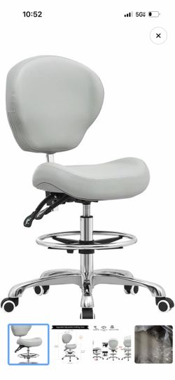 Kaleurrier Adjustable Drafting Stool Chair with Backrest & Footrest (Grey)