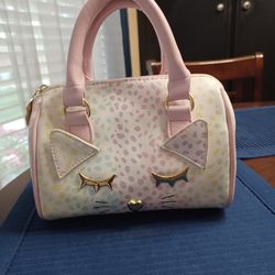 Betsy Johnson pink/gold mini barrel handbag