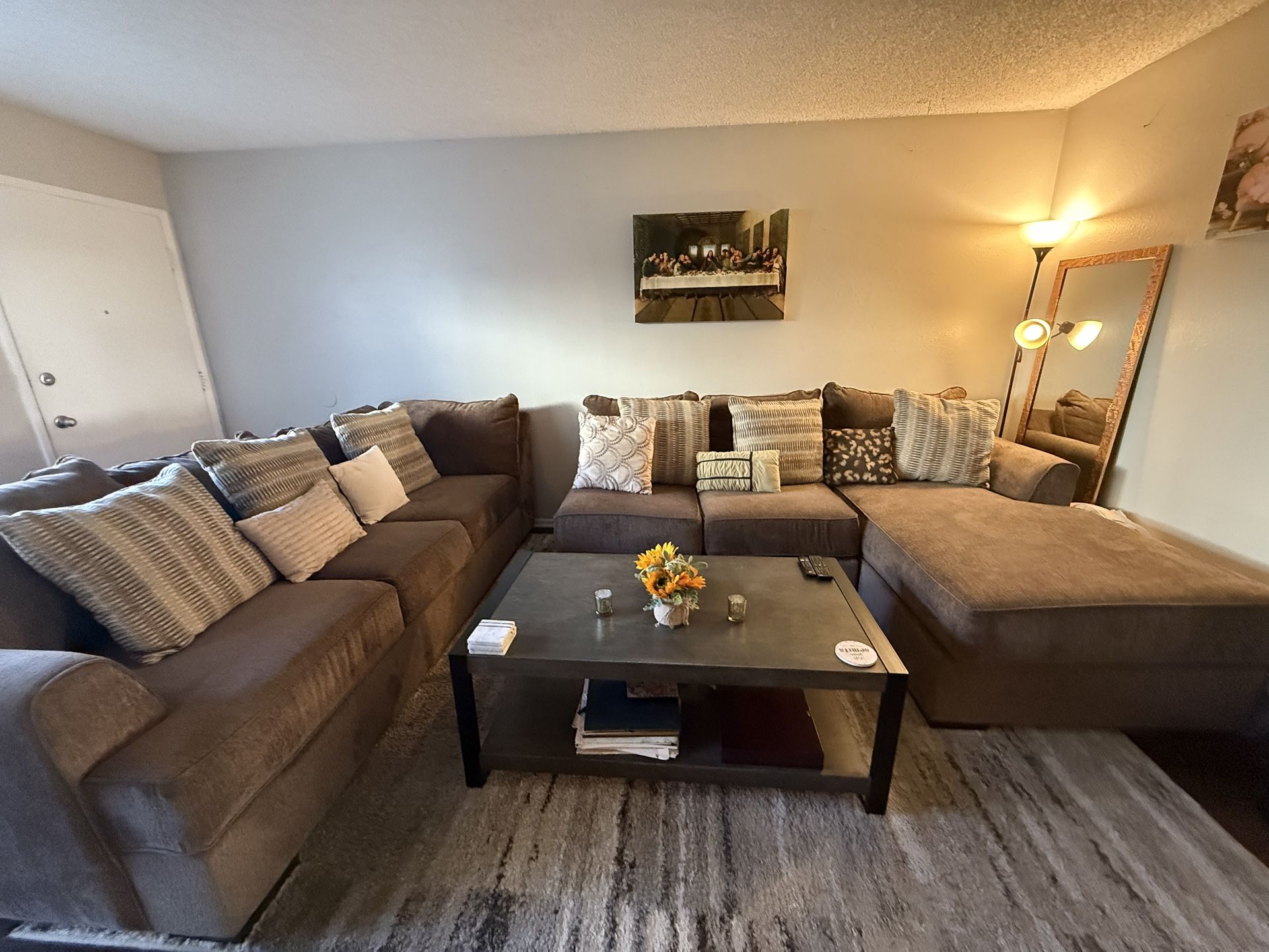 Warm Chocolate Brown Sectional Sofa- Excellent Condition!