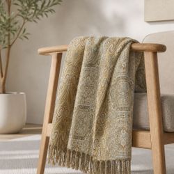 Paisley Woven Throw Blanket with Fringe