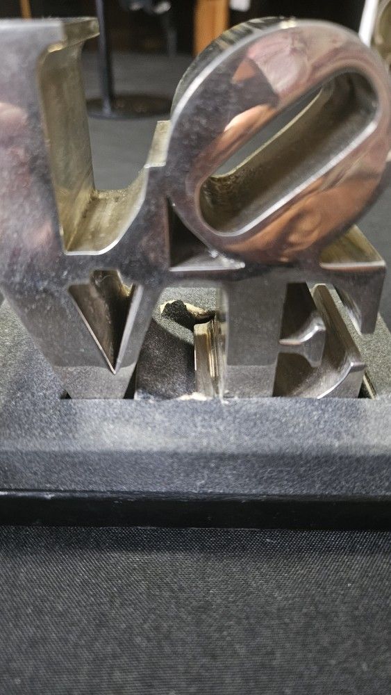 1970s Robert Indiana Crome Love Paperweight