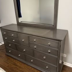 Art Van Furniture Grey 10 Drawer Dresser & Mirror