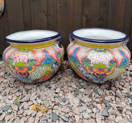Mexican Talavera Planters, Pottery, Clay Pots.