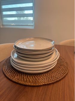 Ceramic Plate Set w/Silverware