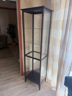 Glass Display Cabinet / Display Shelf – Dark Wood