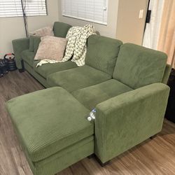 Couch With Chaise Pillows + Throw Included 