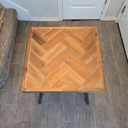 Ashley Solid Wood Square End Table - Chevron Pattern