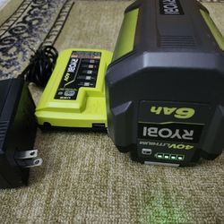 40 V Ryobi Battery 6ah And Charger