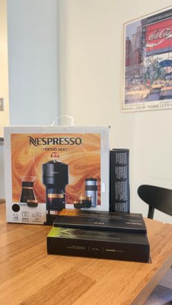 Nespresso Vertuo Next Coffee Machine + Aeroccino4 Frother + Assorted Pods