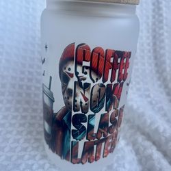 Halloween Glass Cup With Lid And Straw Jason Halloween Cup