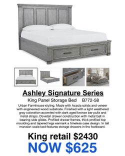 Ashley Signature Series King Panel Storage Bed
