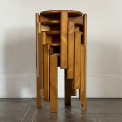 1970’s Solid Pine Swedish Stools / Side Tables