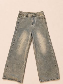 Novamen Wide Leg Light Wash Denim Jeans