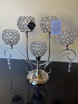 Crystal Beaded Candelabra, Hanging Votives, and Candle Holders