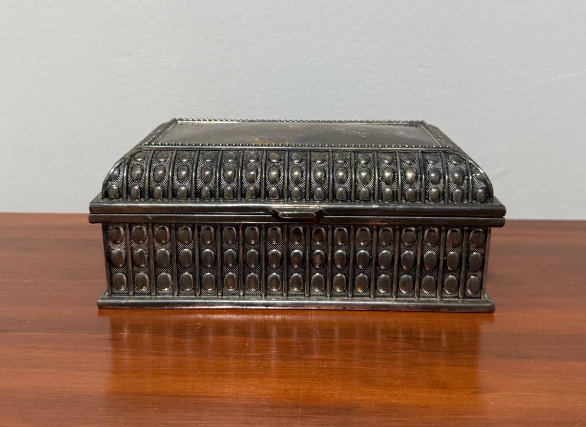 Vintage Silver Plate Jewelry Trinket Box