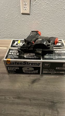 Used Banks Pneumatic Roofing Nailer + Partial Case 1-1/4" Nails (6960 nails)