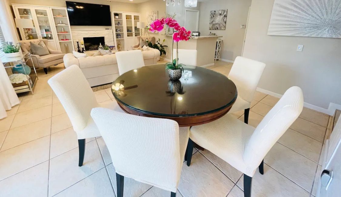 Dining Chairs - 6 Total - Chair Covers Included.